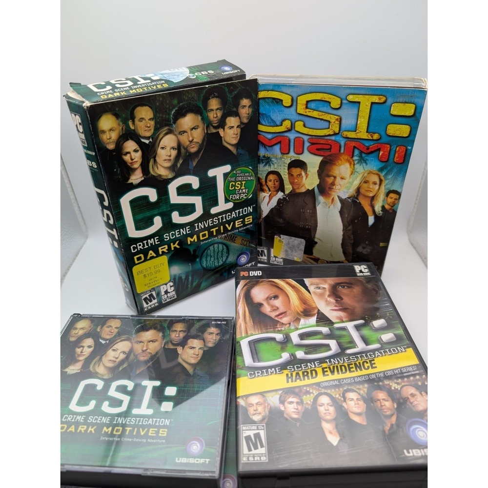 CSI MIAMI PC CD-ROM 3 Game Lot CRIME SOLVING, Miami Sealed New + Dark Motives
